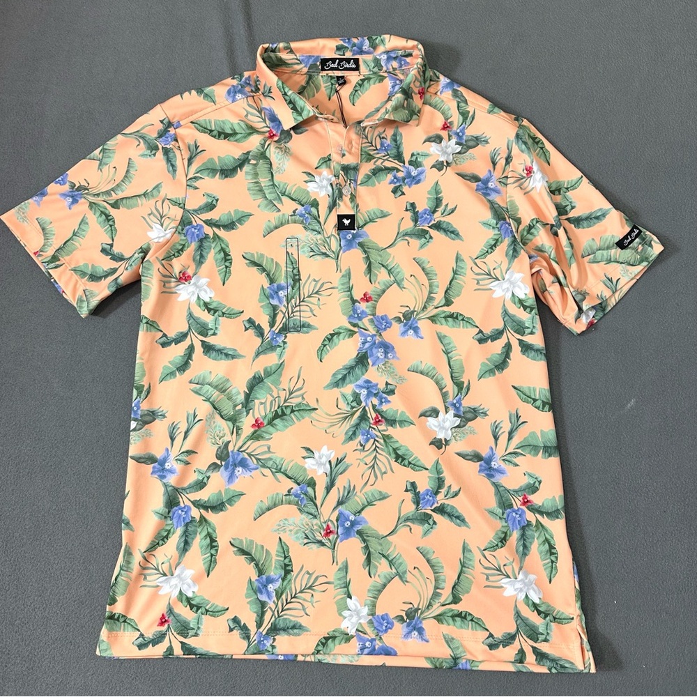 Bad Birdie Core Floral Hawaiian Golf Polo Mens L